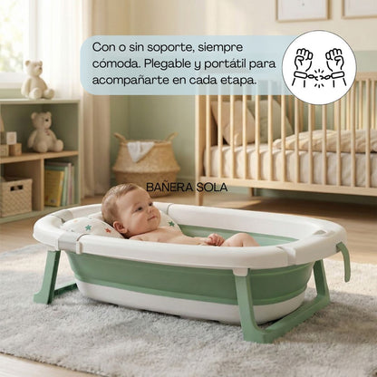 Bathby | Bañera Bebé Verde Con Cojín, Termómetro Y Soporte Plegable | Ligera, Segura Y Compacta Para Recién Nacidos_1