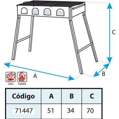 Churrasqueira com grelha galvanizada para lenha e carvão Imex el Zorro