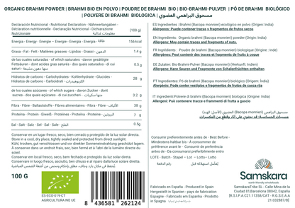 Brahmi En Polvo Bio - 100g | Superalimento Ecológico Vegano Para Batidos, Smoothies Y Zumos, Sin Azúcares Añadidos_1