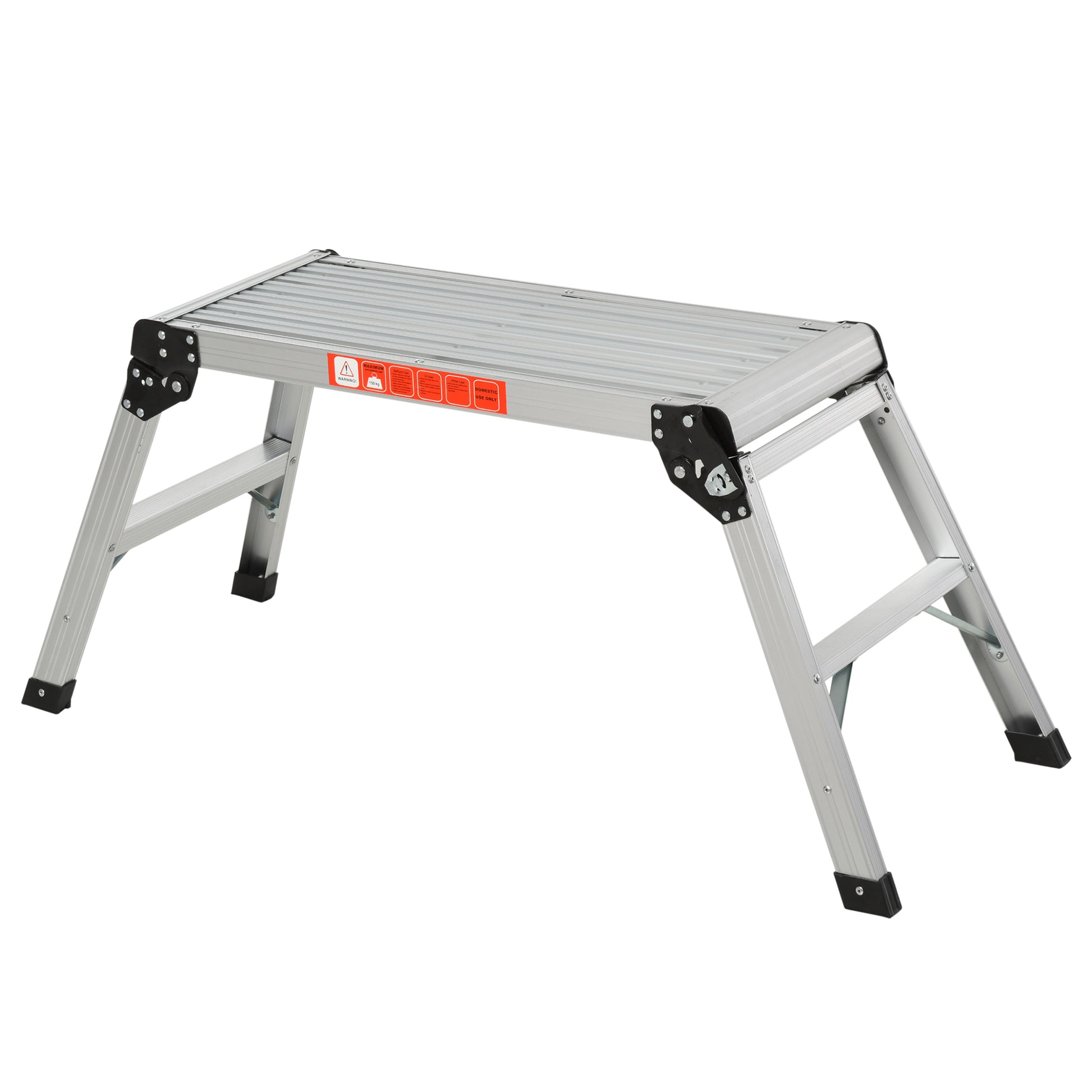 Homcom Banco Plegable Plataforma De Trabajo Escalera De Aluminio 150kg Escalon_0
