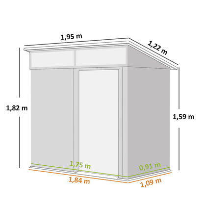 Caseta De Jardín Outsunny Acero Galvanizado Marrón 195x122x182 Cm_2