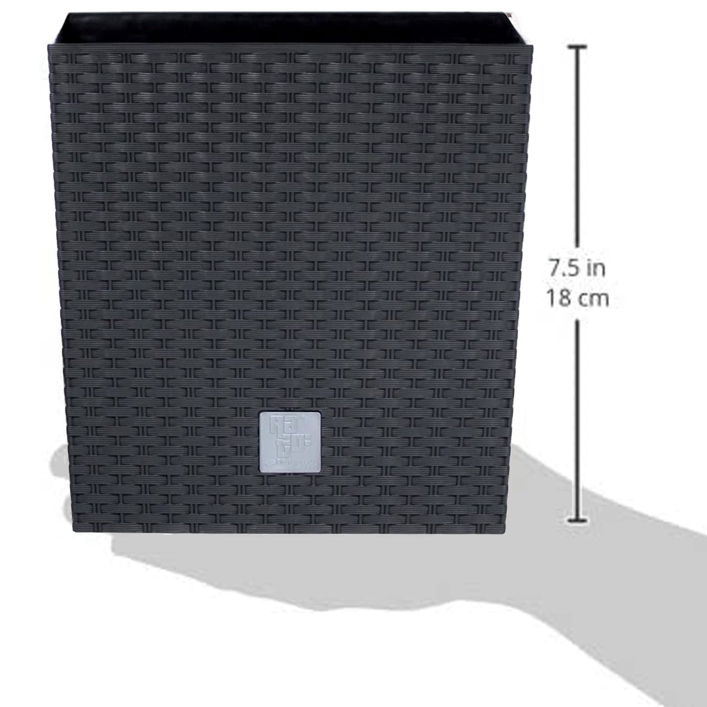 Maceta Rato 4 Litros Con Cubilete Para Plantar En Color Antracita 17 X 17 X 17 Cm.
