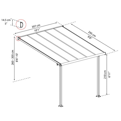 Olympia 307x294 pérgola anexa cinzenta 