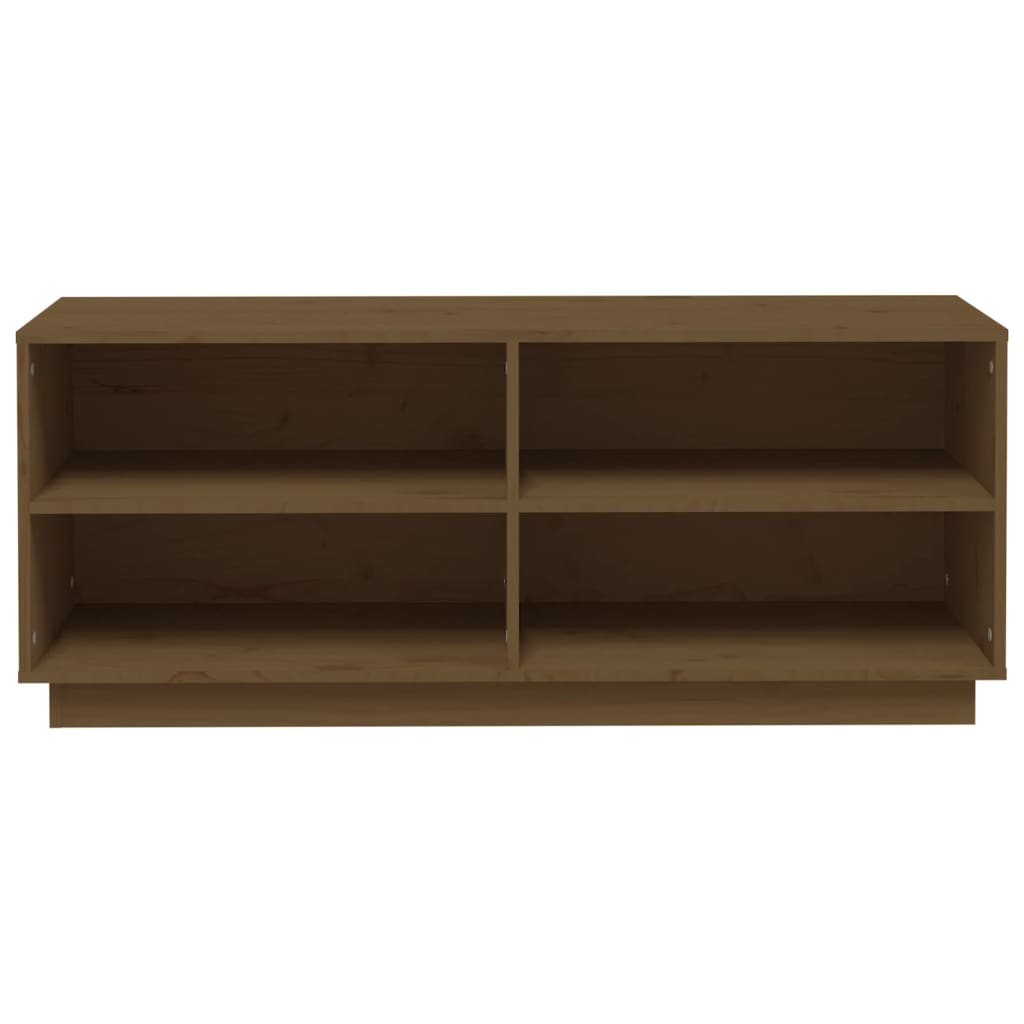 Armario Zapatero Madera Maciza De Pino Marrón Miel 110x34x45 Cm / Vetonek_4