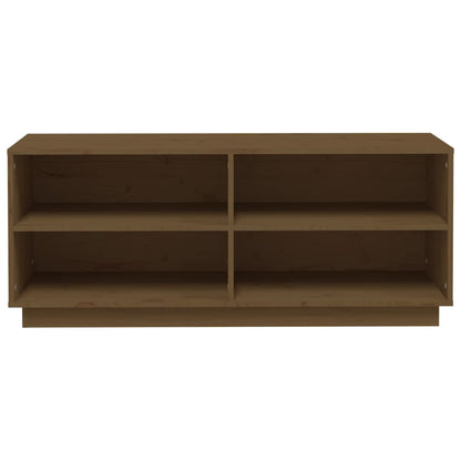 Armario Zapatero Madera Maciza De Pino Marrón Miel 110x34x45 Cm / Vetonek_4