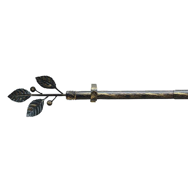 Barra Cortina Extensible Metal Ø 19 Mm. Extensible 1,1 / 2,0 Metros Negro Dorado  Laurel Sin Anilla_0