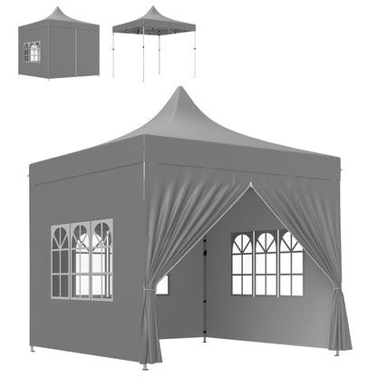 Outsunny Carpa Plegable Pop-up 3x3 M Con 4 Paredes Laterales Anti-uv Gris_0
