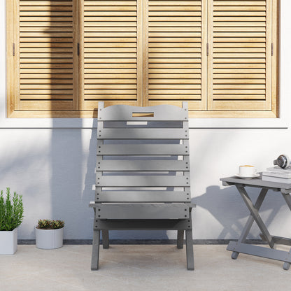 Outsunny Silla De Jardín De Madera Con Diseño Listones Y Respaldo Inclinado Gris_4