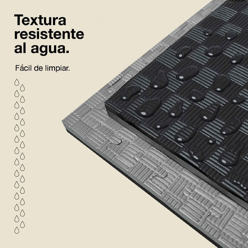 Jowy Tatami Puzzle 4cm 100x100cm, Pack 4 Unidades – Superficie 5 Líneas Gris/negro_4