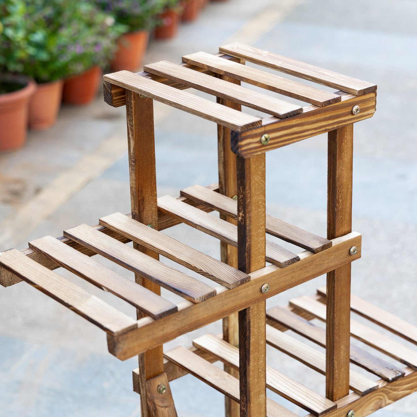 Outsunny Soporte Para Plantas Con 5 Niveles Carga 60 Kg 98x28x95 Cm Carbonizado_3