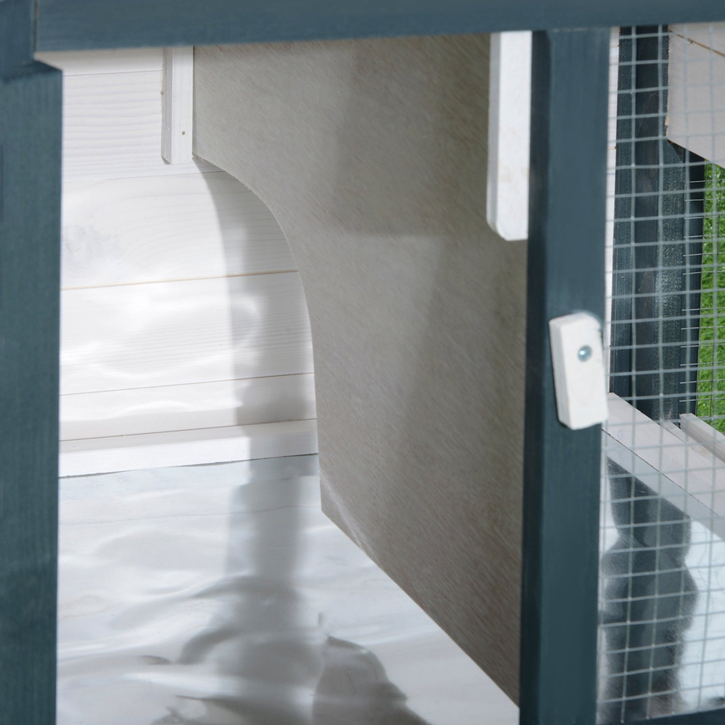 Pawhut Conejera De Madera Exterior 2 Niveles Con Bandeja Extraíble 140x65x100 Cm_4