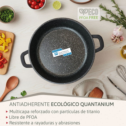 Briebe Cacerola Baja Cocina Inducción Antiadherente Titanio, Cazuela 30cm, Aluminio Fundido Sin Pfoa, Black Titanium_4