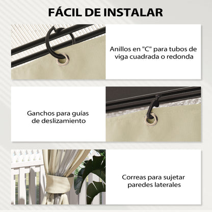 Outsunny 4 Paredes Laterales Para Cenador 3x4 M Con 8 Ventanas Crema_5