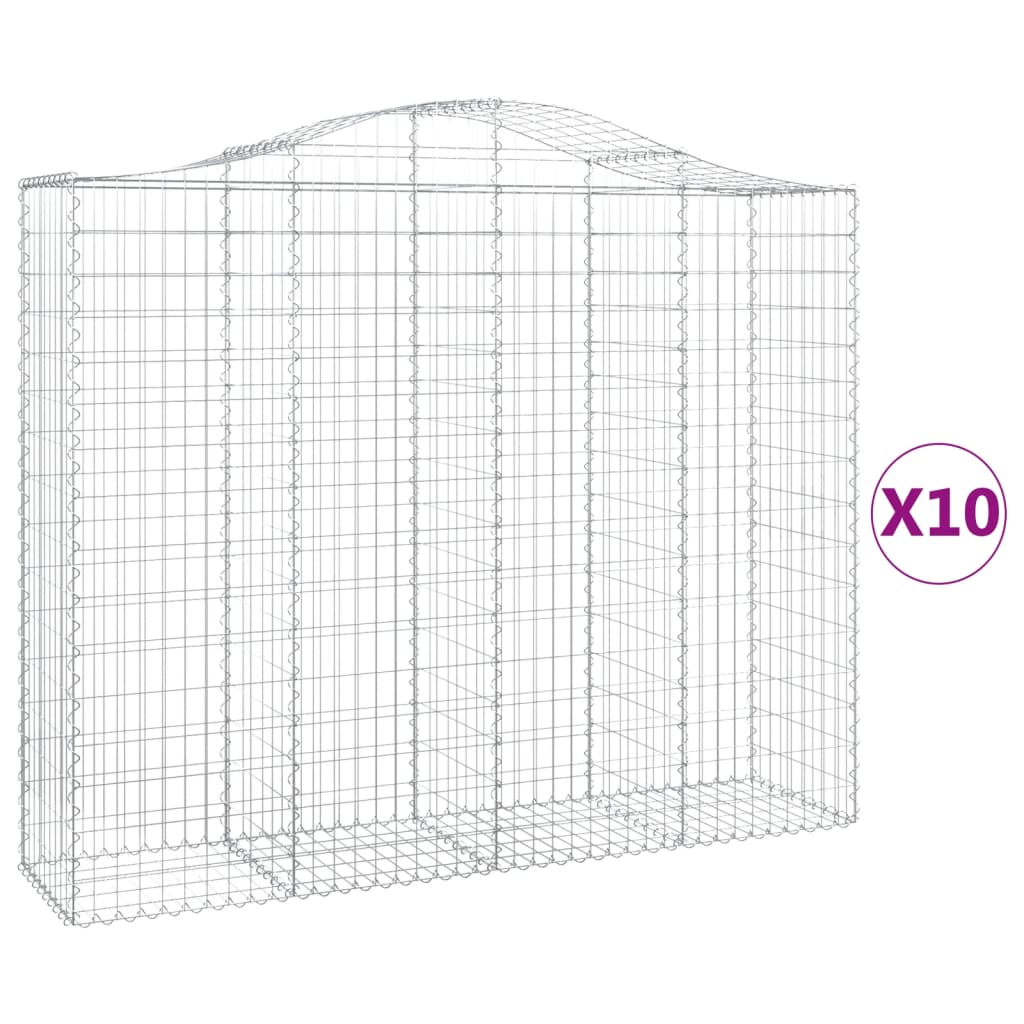 Cestas Gaviones 10 Uds Forma De Arco Hierro 200x50x160/180 Cm_0