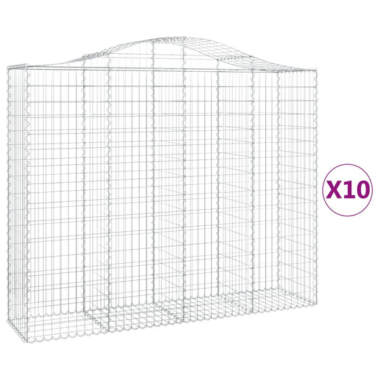 Cestas Gaviones 10 Uds Forma De Arco Hierro 200x50x160/180 Cm_0