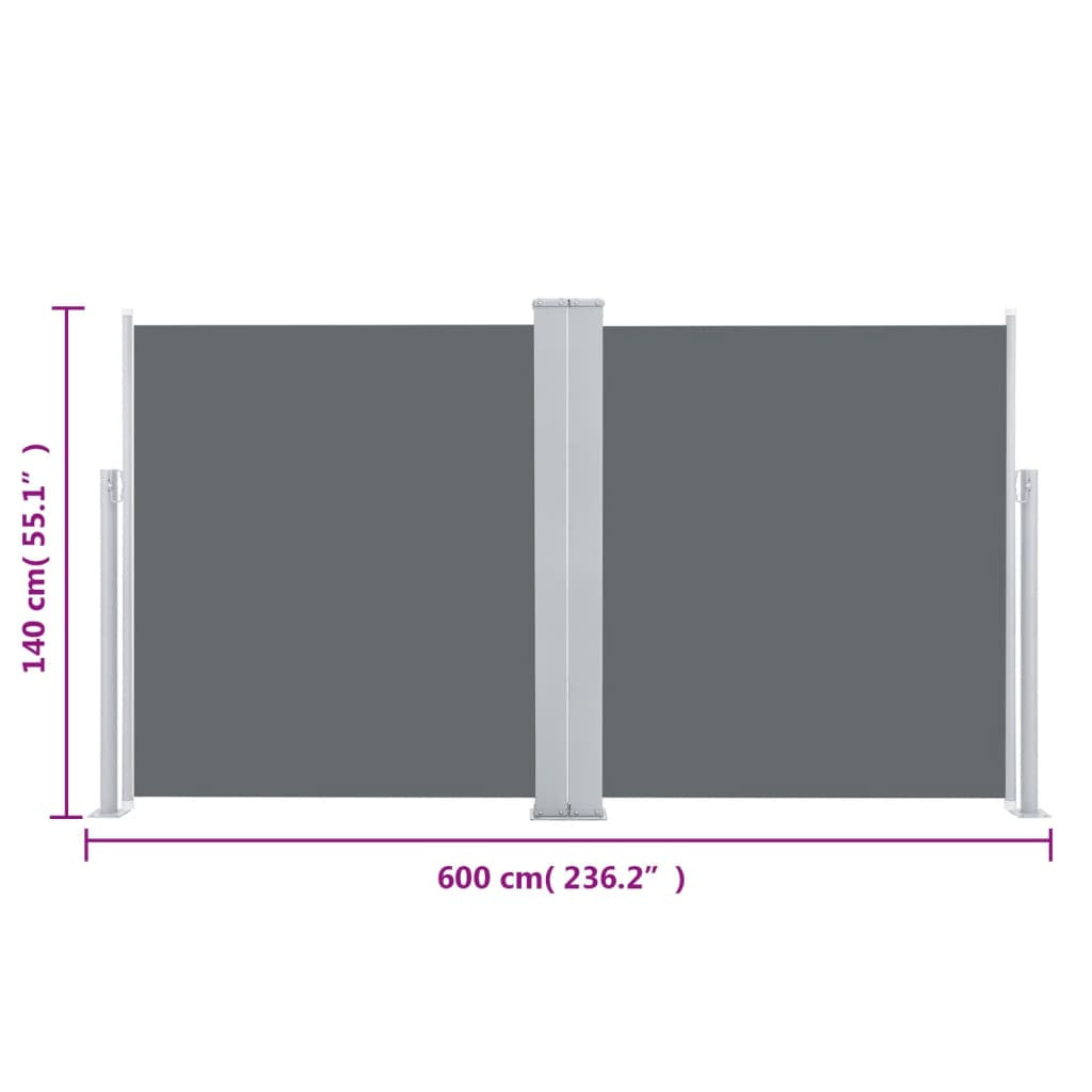 Vidaxl Toldo Lateral Retráctil Gris Antracita 140x600 Cm_2