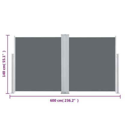 Vidaxl Toldo Lateral Retráctil Gris Antracita 140x600 Cm_2