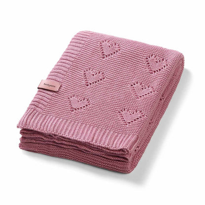 Manta Natural Para Bebé Corazones 100% Bambú Rosa_0