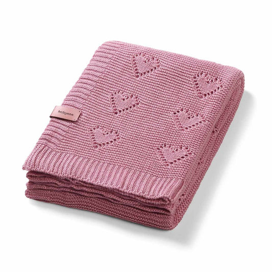 Manta Natural Para Bebé Corazones 100% Bambú Rosa_0