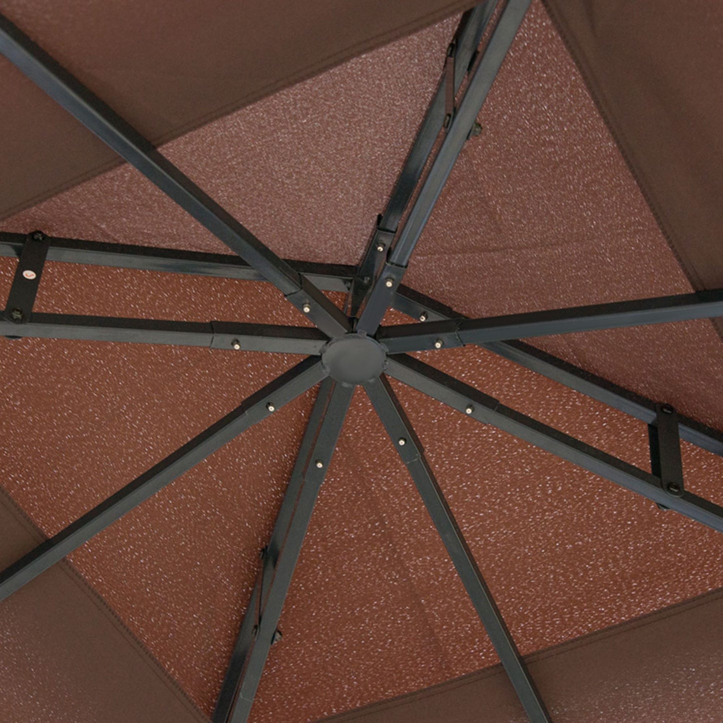 Outsunny Cenador De Jardín 3x3 M Con Doble Techo 4 Mosquiteras Para Fiestas Café_3