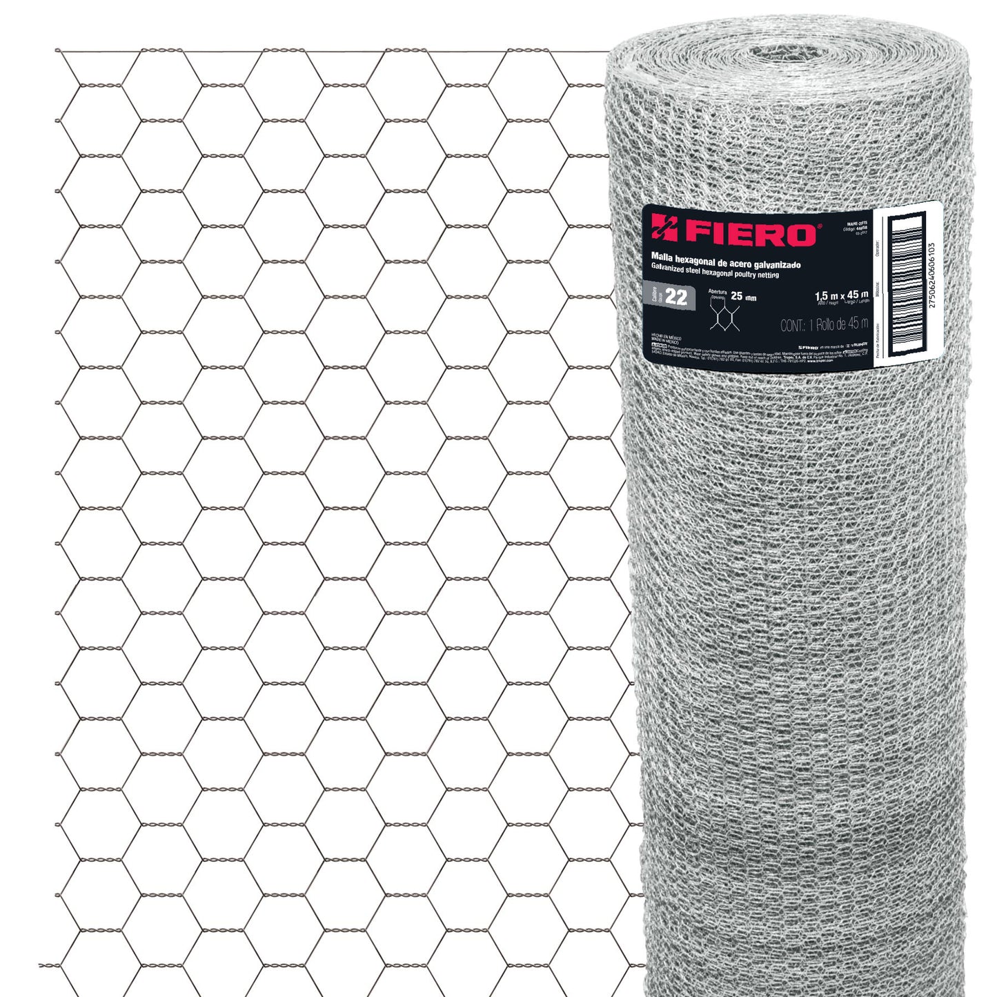 Malla Hexagonal Acero Galvanizado - 1,5 M - 25x25 Mm - 45 M_0