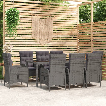 Vidaxl Juego De Comedor Para Jardín 9 Piezas Ratán Sintético Gris_1