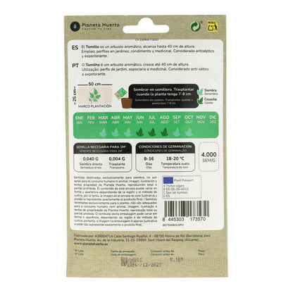 Sementes de Tomilho Biológico da Planeta Huerto