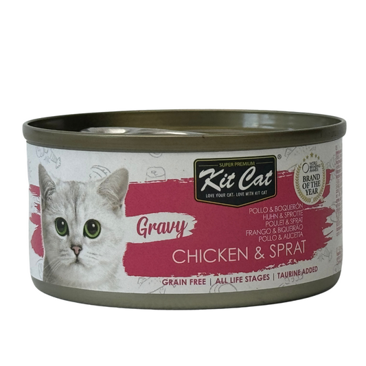 Kit Cat Canned Gravy - Frango e Anchovas 70g Ração húmida para gatos com molho