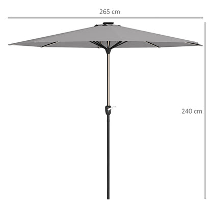 Outsunny Sombrilla De Jardín Ø265x240 Cm Con Luces Led Solares Gris Claro_2