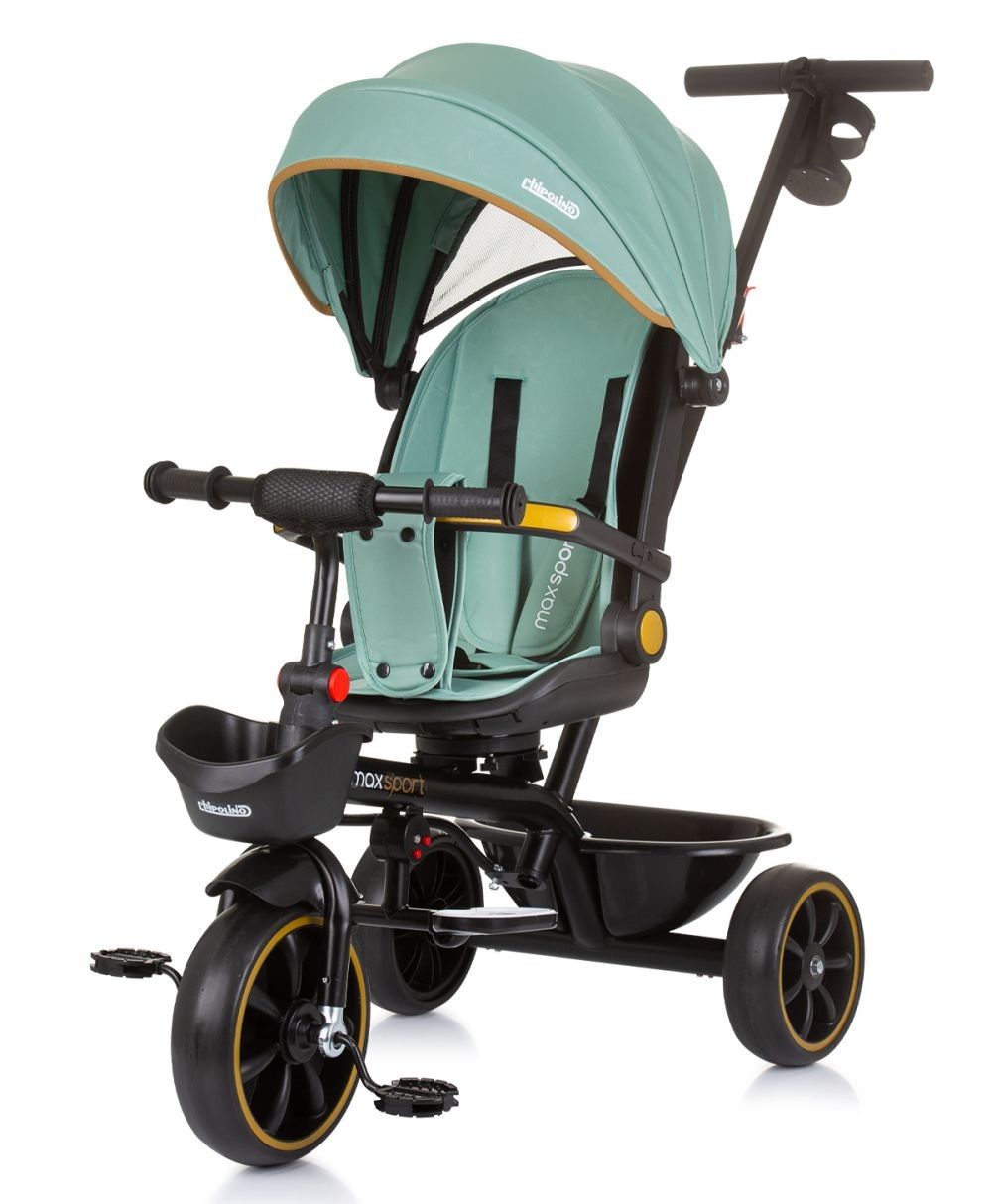 Triciclo Con Capota Y Mango Parental Max Sport Pastel Green_0