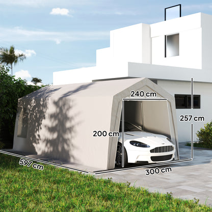 Outsunny Cobertizo Jardín Exterior 300x597x257 Cm Impermeable Gris_2