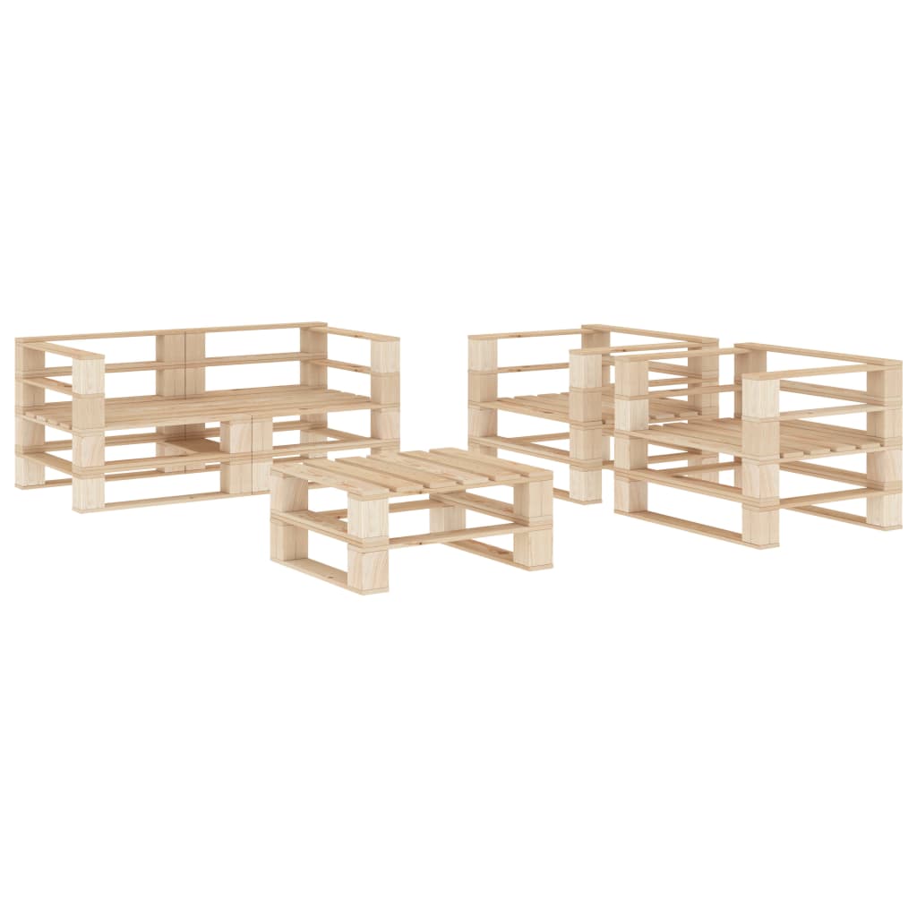 Vidaxl Juego De Muebles De Palets Para Jardín 5 Piezas De Madera_0