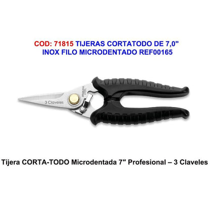 Tijera Cortatodo 3cl 7 Mango Aislante Profesional. Microdentada. 7-17,5cms._1