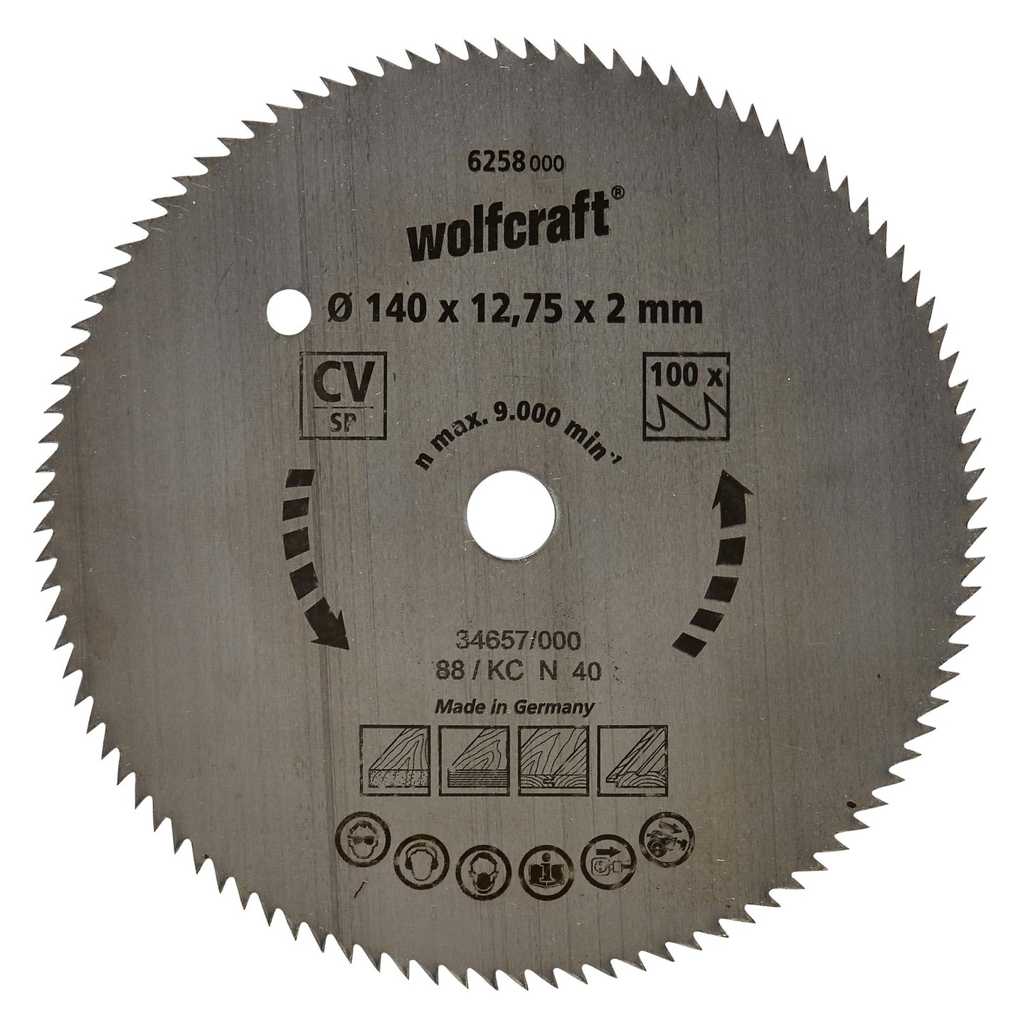 Discos de sierra circular cortes finos Wolfcraft 190 x 16 mm 100 dientes