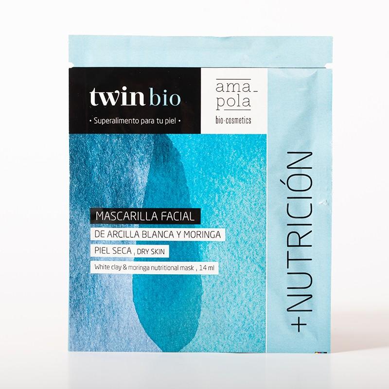 Saquetas de máscara facial de argila branca e moringa Poppy 14 ml