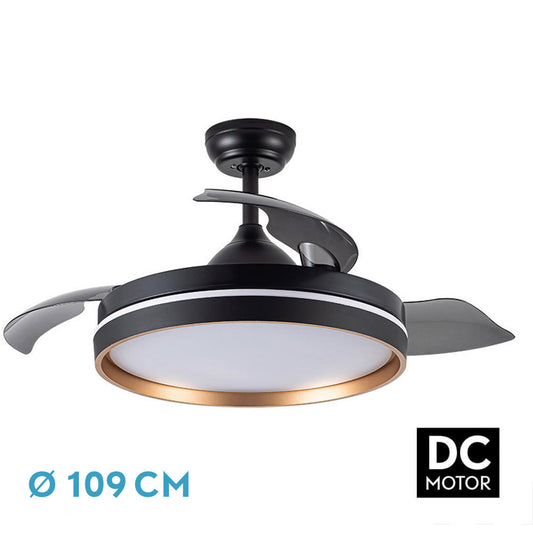 Ventilador Dc Nalon 72w Negro/oro 3aspas 109d 7200l 6vel 3000k,4500k,6000k Remoto+memoria+temporizador_0