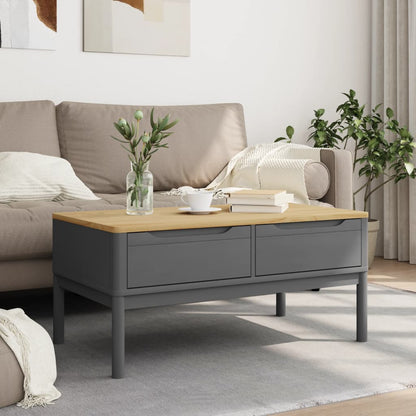 Mesa De Centro Floro Madera Maciza De Pino Gris 99x55,5x45 Cm_1