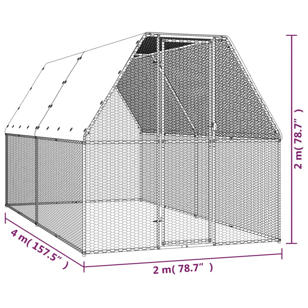 Vidaxl Jaula Gallinero De Acero Galvanizado 2x4x2 M_4