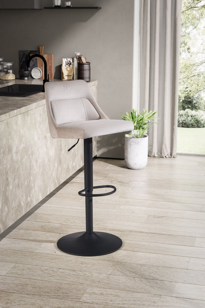 Taburete De Bar, Terciopelo Beige Con Respaldo 86 - 106 Cm_2