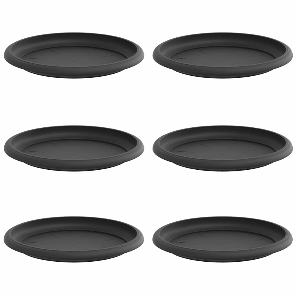 Bandeja Redonda Para Flores 6 Uds. Negro Ø 17,5 X 2 Cm Plástico_0