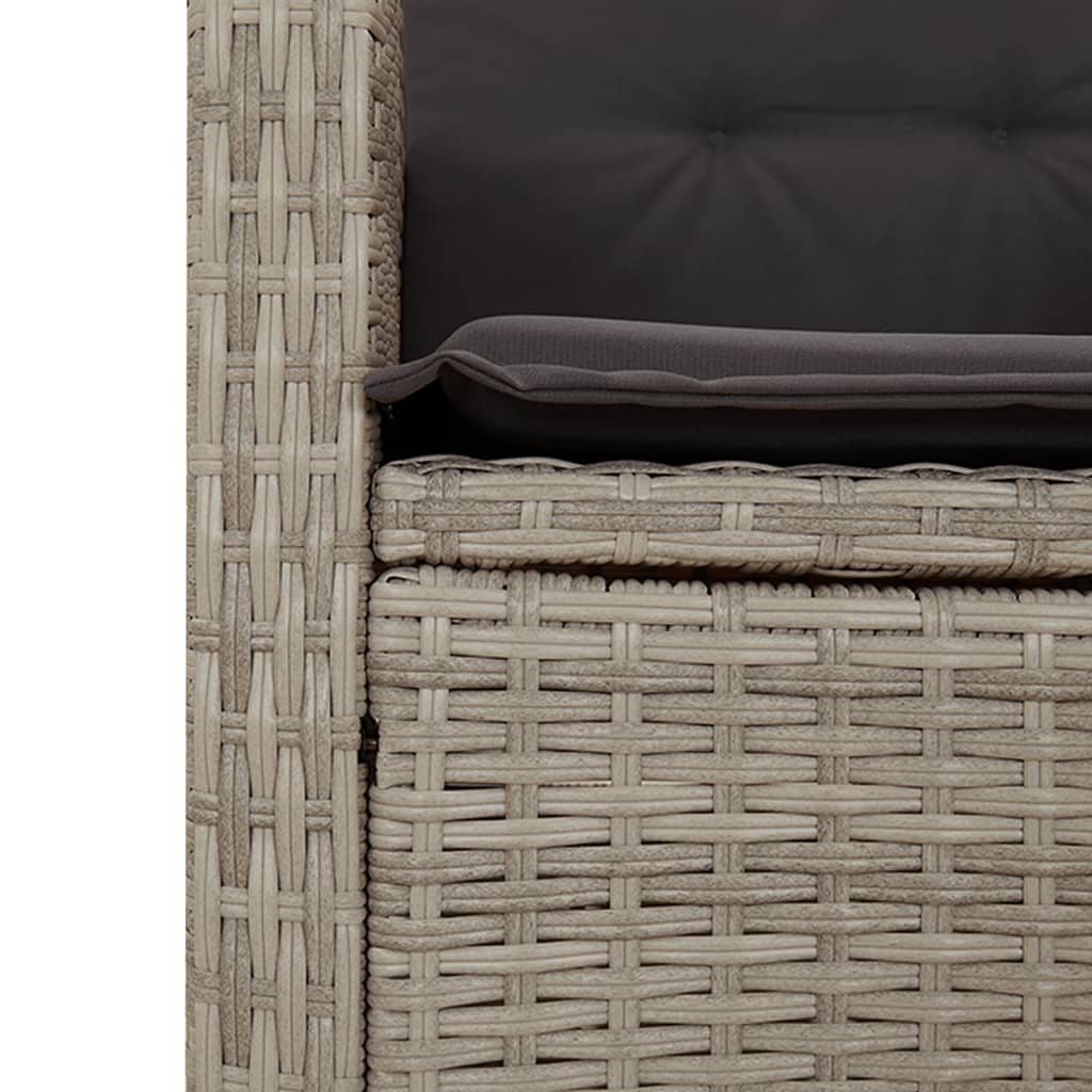 Set Comedor De Jardín 3 Pzas Cojines Ratán Sintético Gris Claro / Vetonek_4