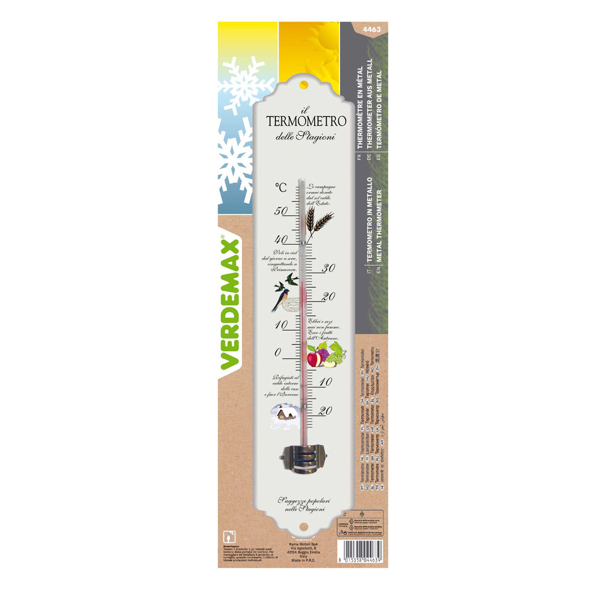 Termómetro decorativo metálico Verdemax