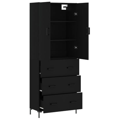 Aparador Alto Madera Contrachapada Negro 69,5x34x180 Cm_3