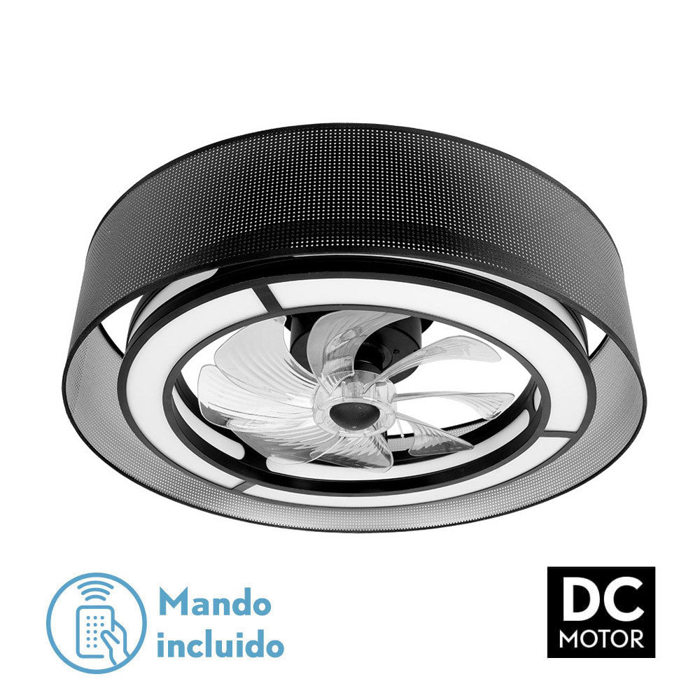 Ventilador Dc 58w Anastasia Negro/plata 8 Aspas 60d 5900lm 6 Vel. 3 Colores Remoto,memoria,temporizador_0