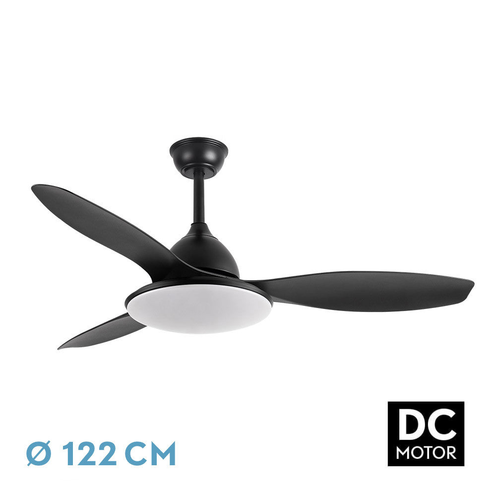 Ventilador Dc Negro Yael 72w 3000-4000-6000k 122d 7200llm 3 Aspas, Remoto+temporizador+memoria_0