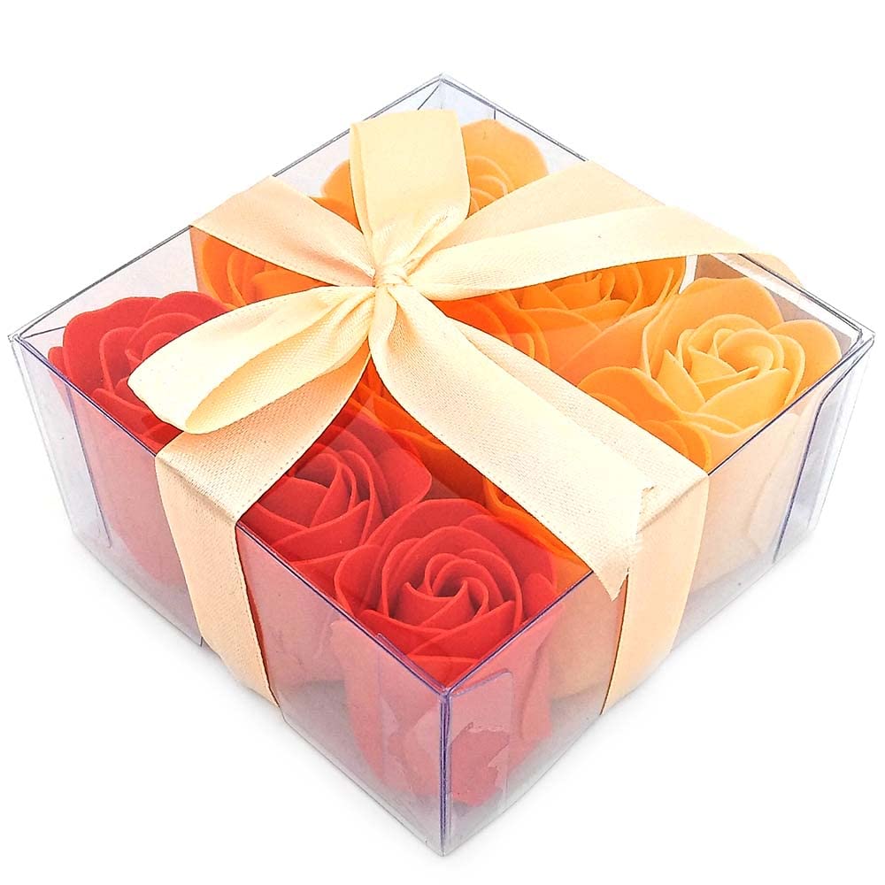 Pack 20 Cajas 9 Rosas De Jabón (naranja) - Flores Con Pétalos De Jabón Perfumados - Regalo Original Para Días Especiales_0