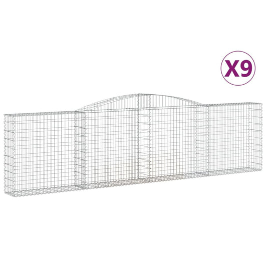 Cestas De Gaviones 9 Uds Forma De Arco Hierro 400x30x100/120 Cm_0