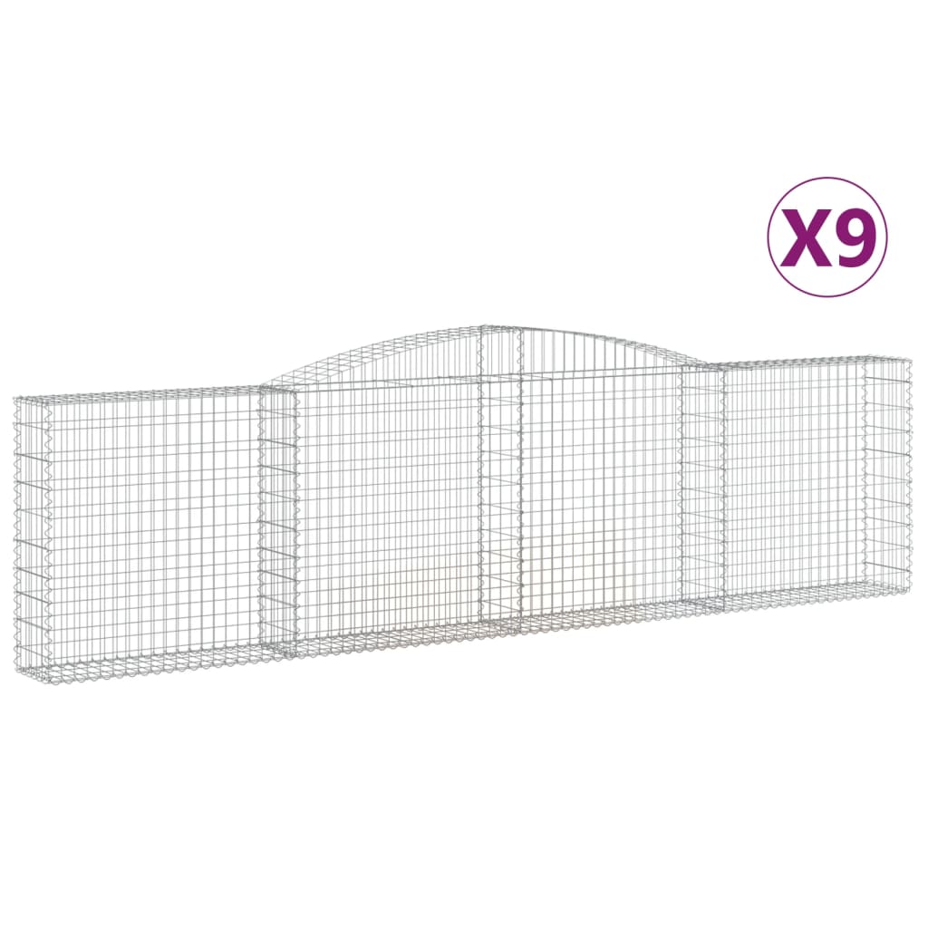 Cestas De Gaviones 9 Uds Forma De Arco Hierro 400x30x100/120 Cm_0