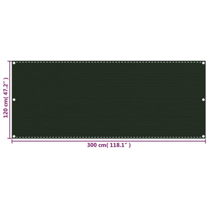 Vidaxl Toldo Para Balcón Hdpe Verde Oscuro 120x300 Cm_4