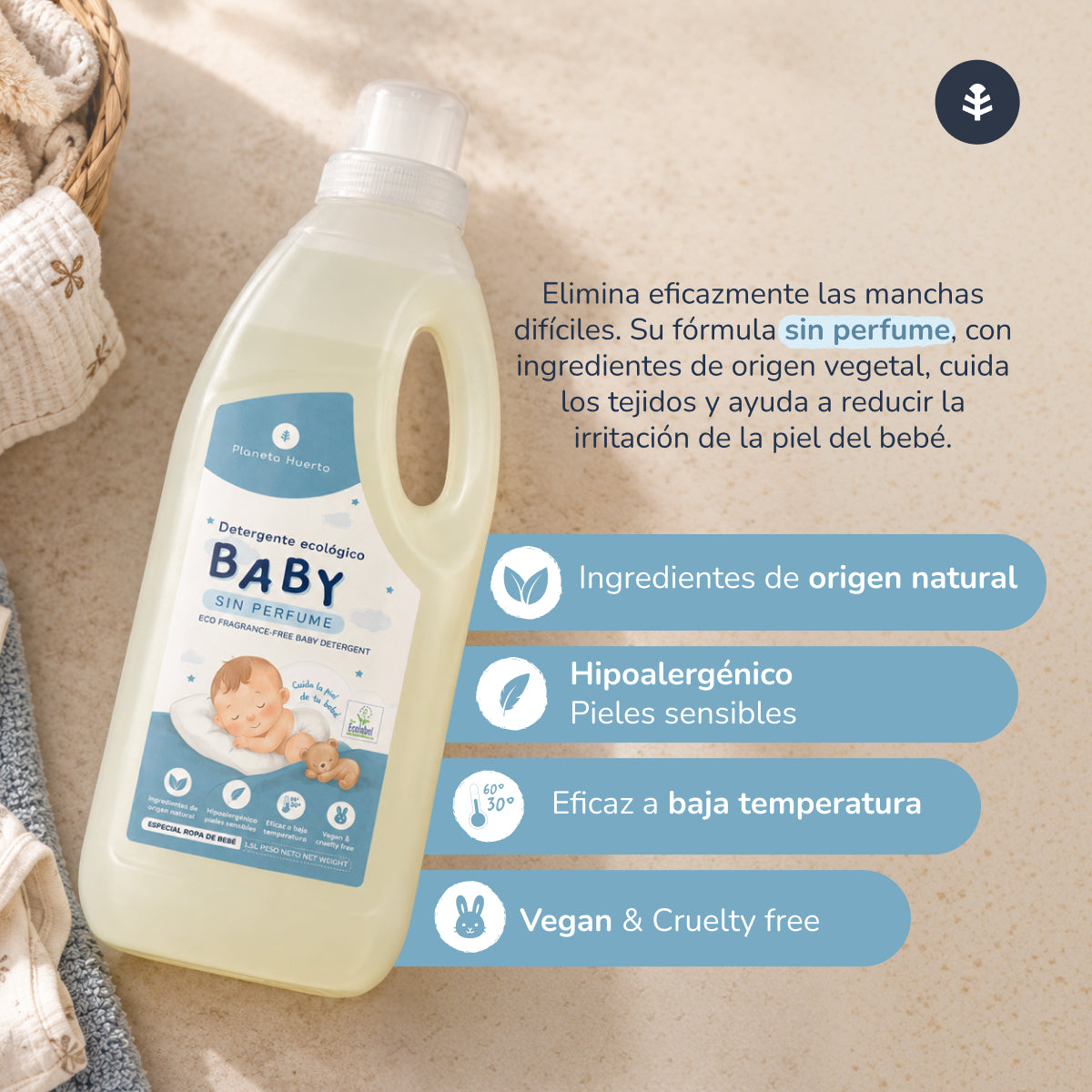 Baby Detergente suave para ropa ECO Planeta Huerto 1,5 L